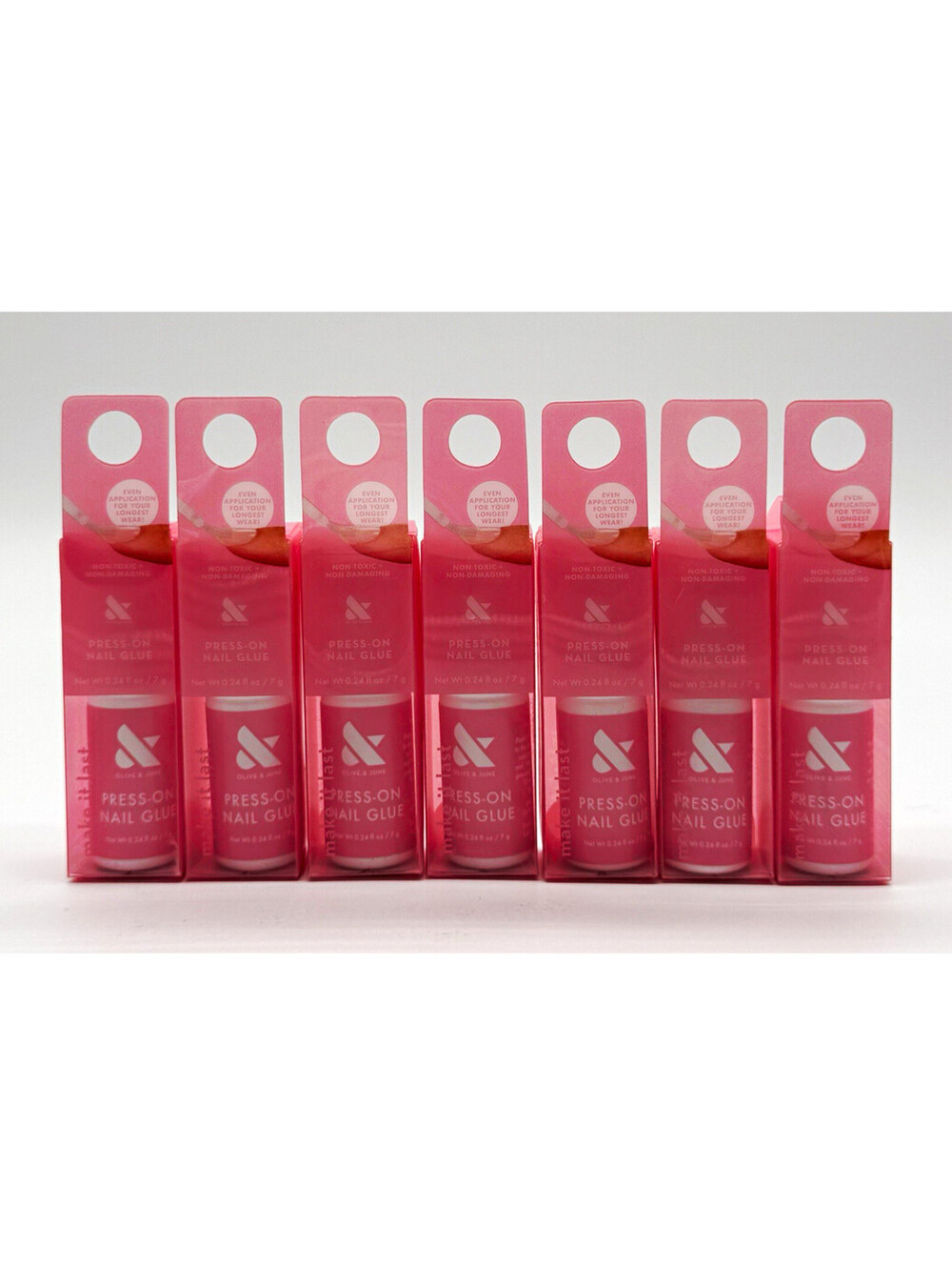Lot of 7 Olive & June Press-On Nail Glue Non-Toxic Pink 0.24 fl oz 7g MPN 2505